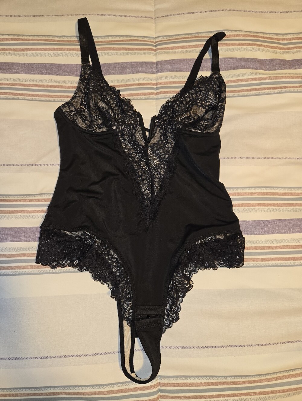 Black Lace Plunge Bodysuit